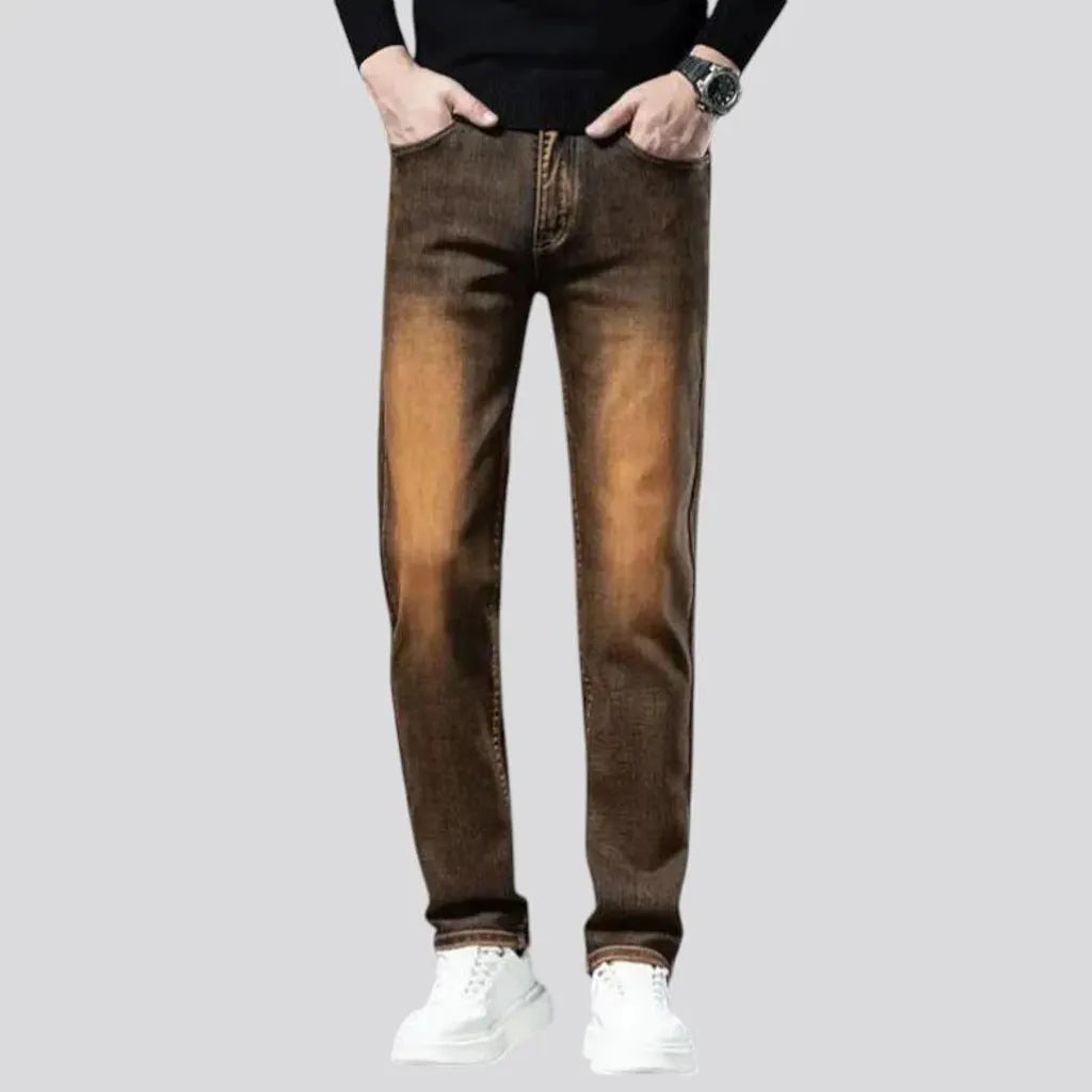 Tapered fit fleece lined men's jeans