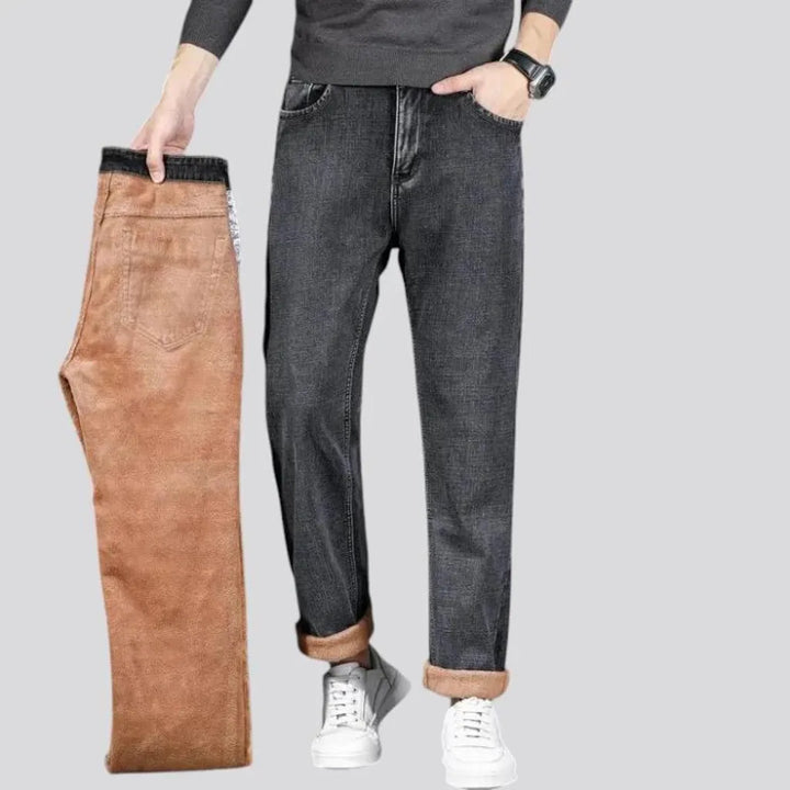 Straight-fit washed men's jeans