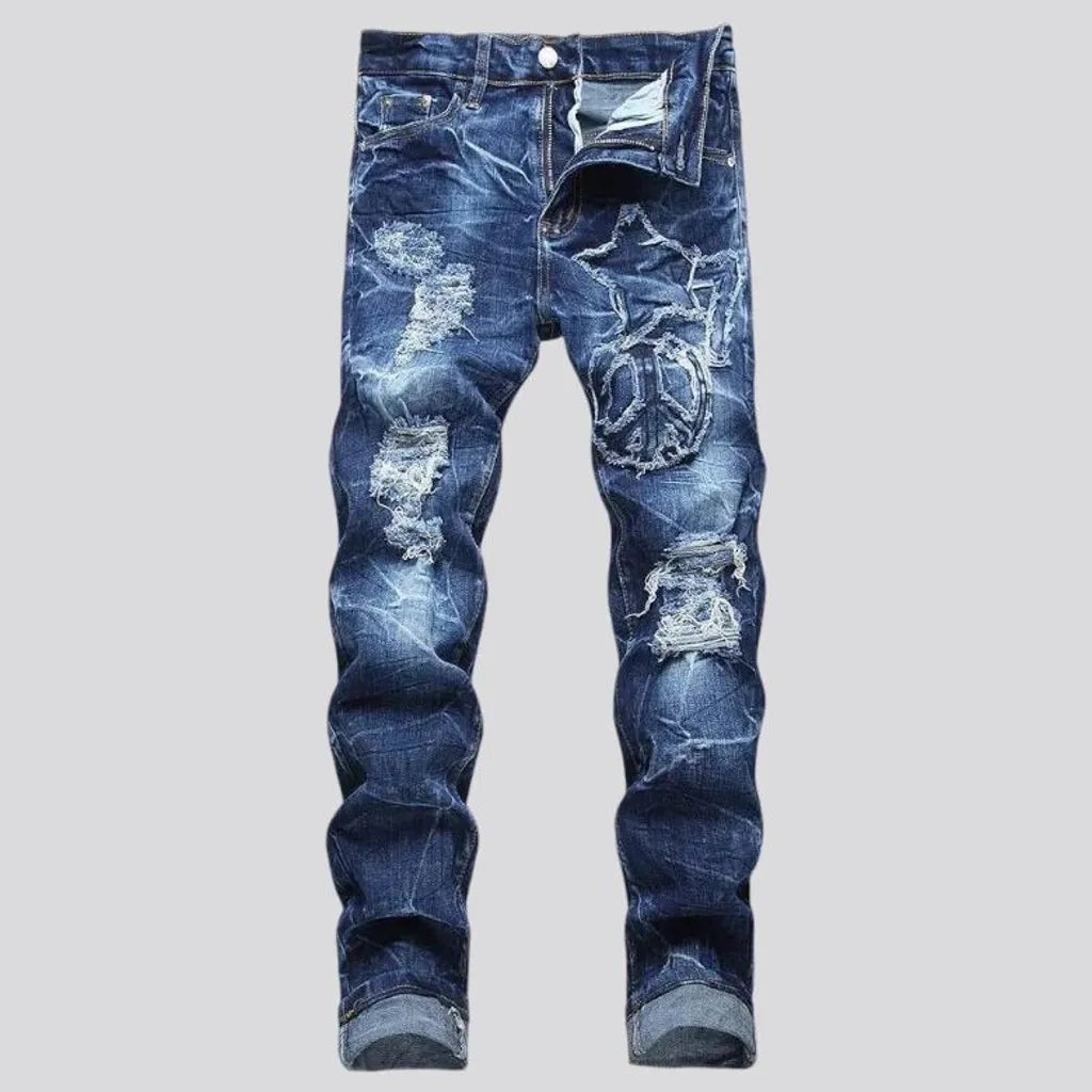 Embroidered skinny men's jeans