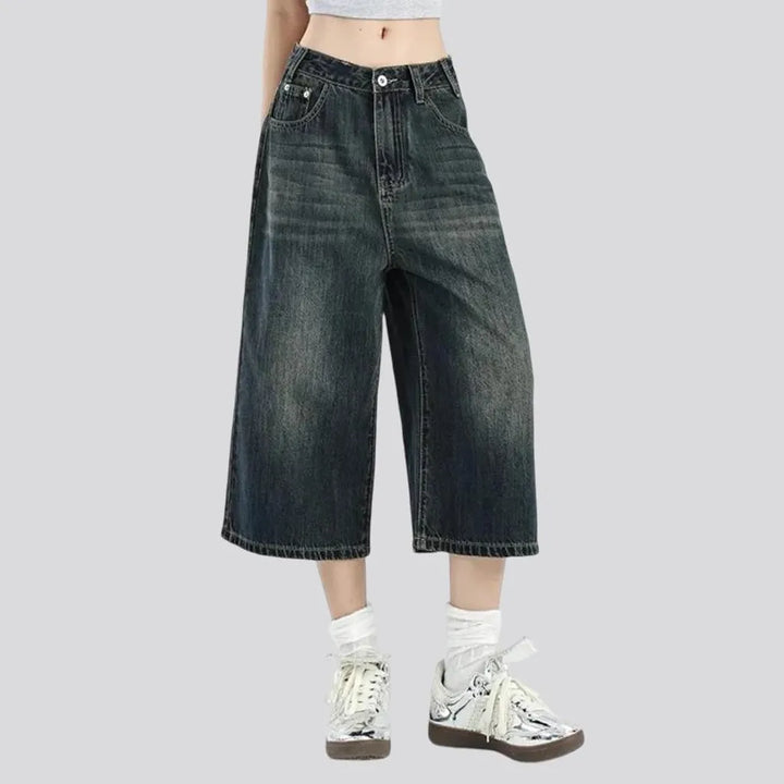 90s style baggy fit women's denim shorts