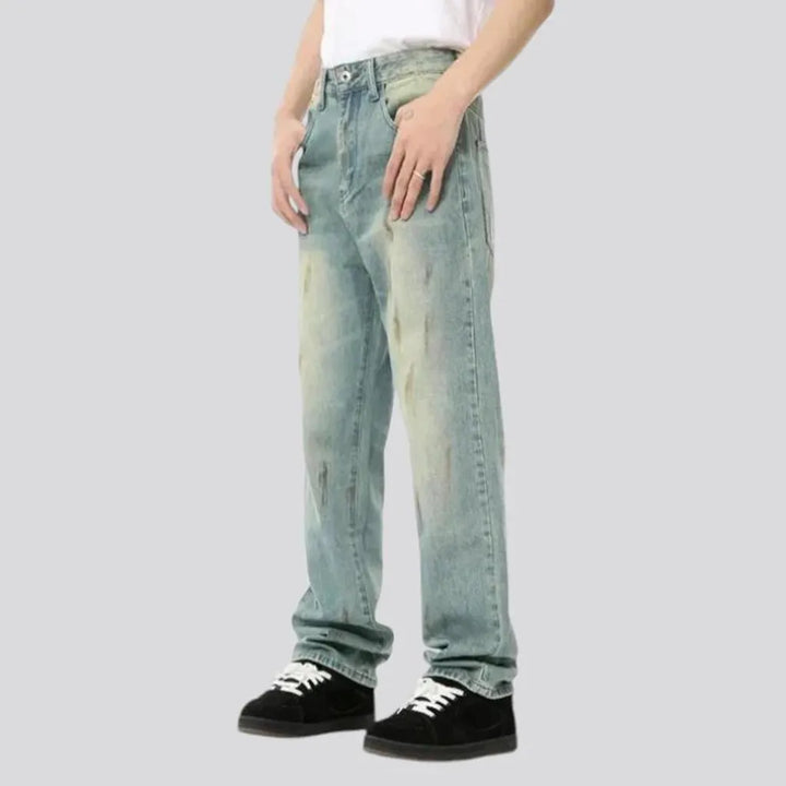 Boho style straight fit men's jeans