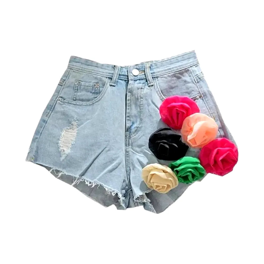 Embellished women's jean shorts