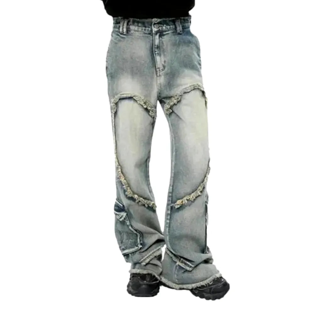 Embroidered men's baggy jeans
