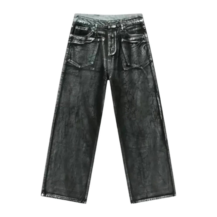 Mid Rise Painted Boho Men's Jeans - Grey