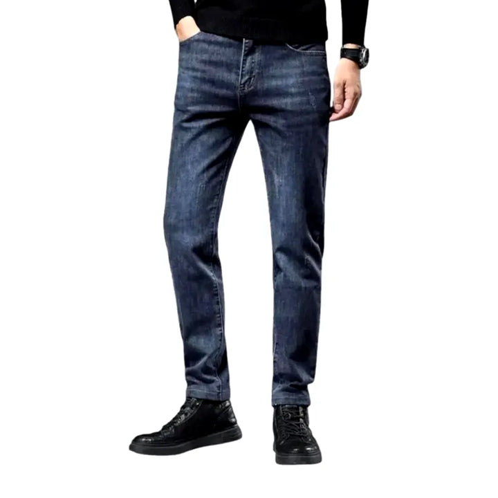 Elastic Dark Padded Jeans for Men - Dark Blue