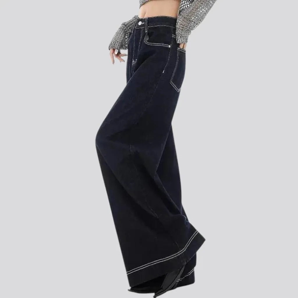 Boho style baggy-fit women's jeans