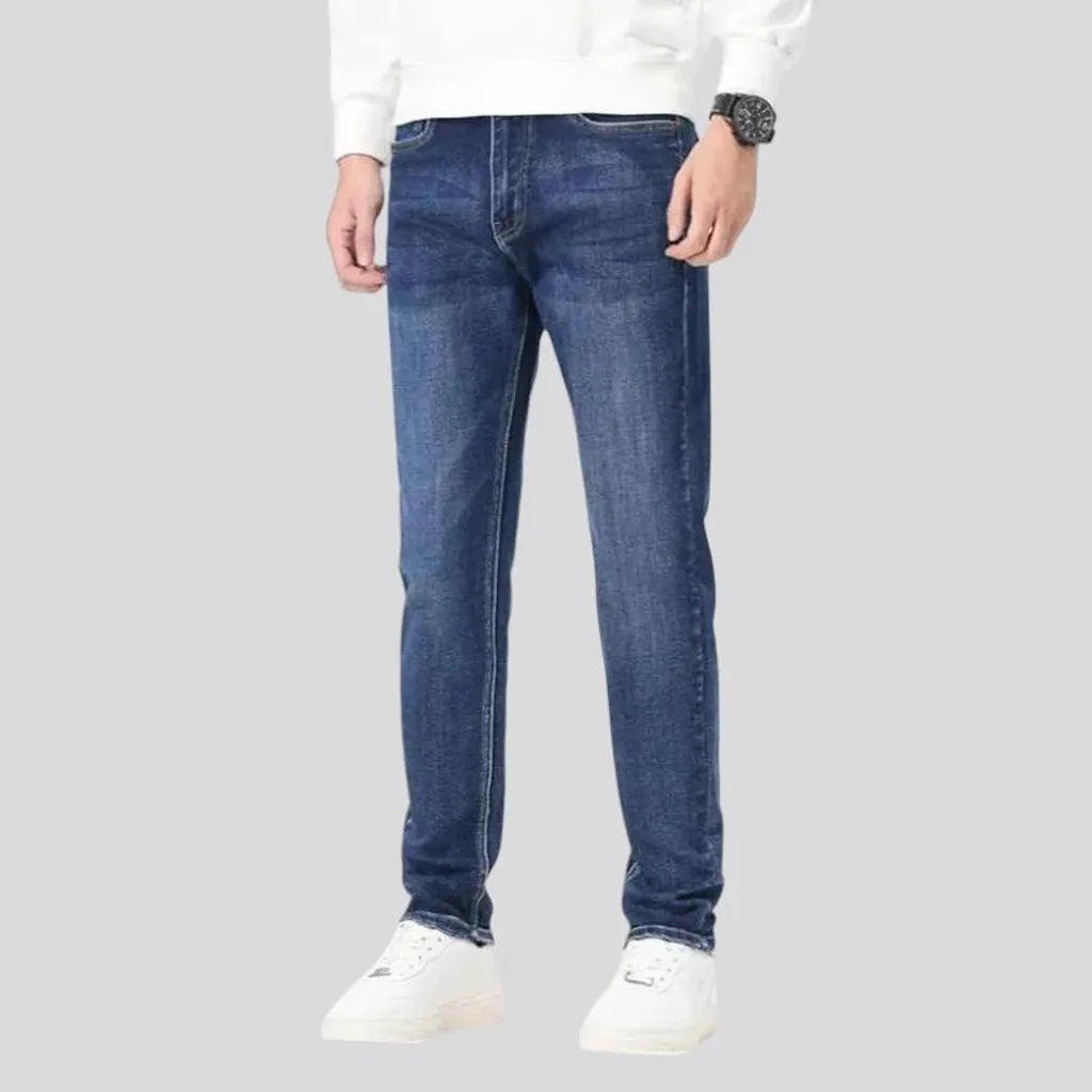 Stretchable mid-waist men's jeans