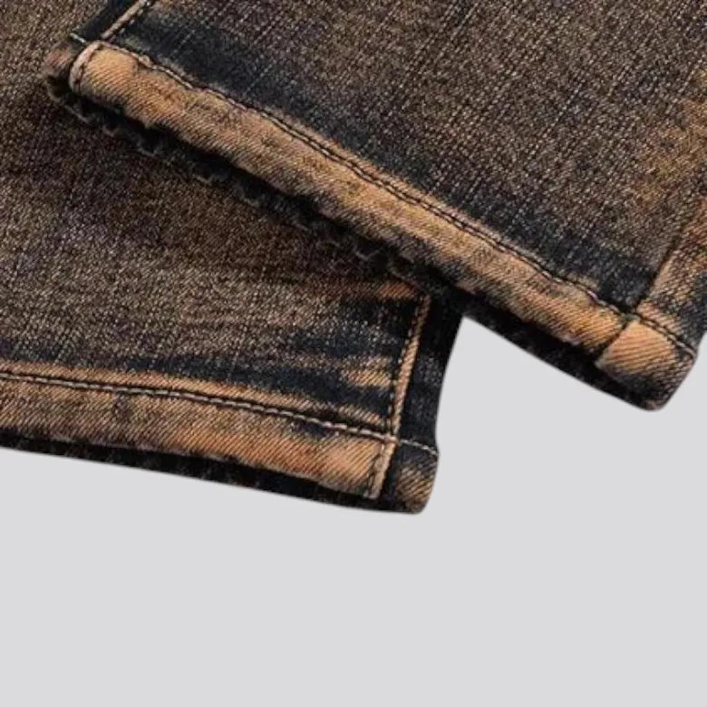 Tapered fit fleece lined men's jeans