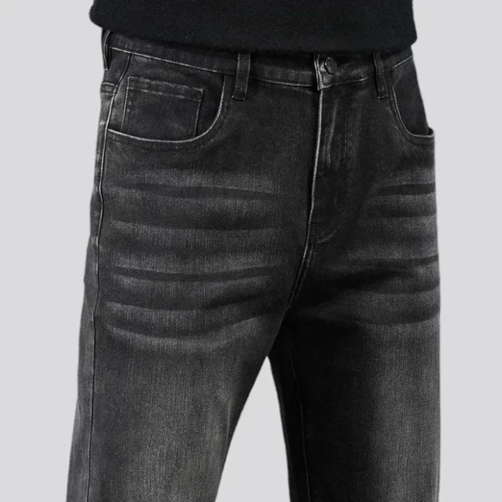 Whiskered and straight fit men's jeans