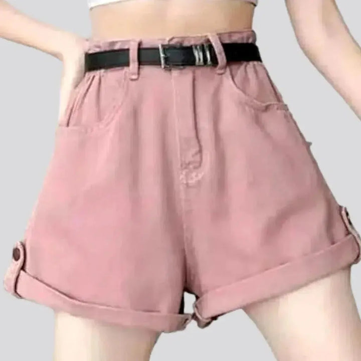 High-waist vintage women's denim shorts