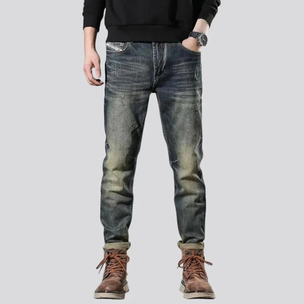 Retro style stretchable jeans for men