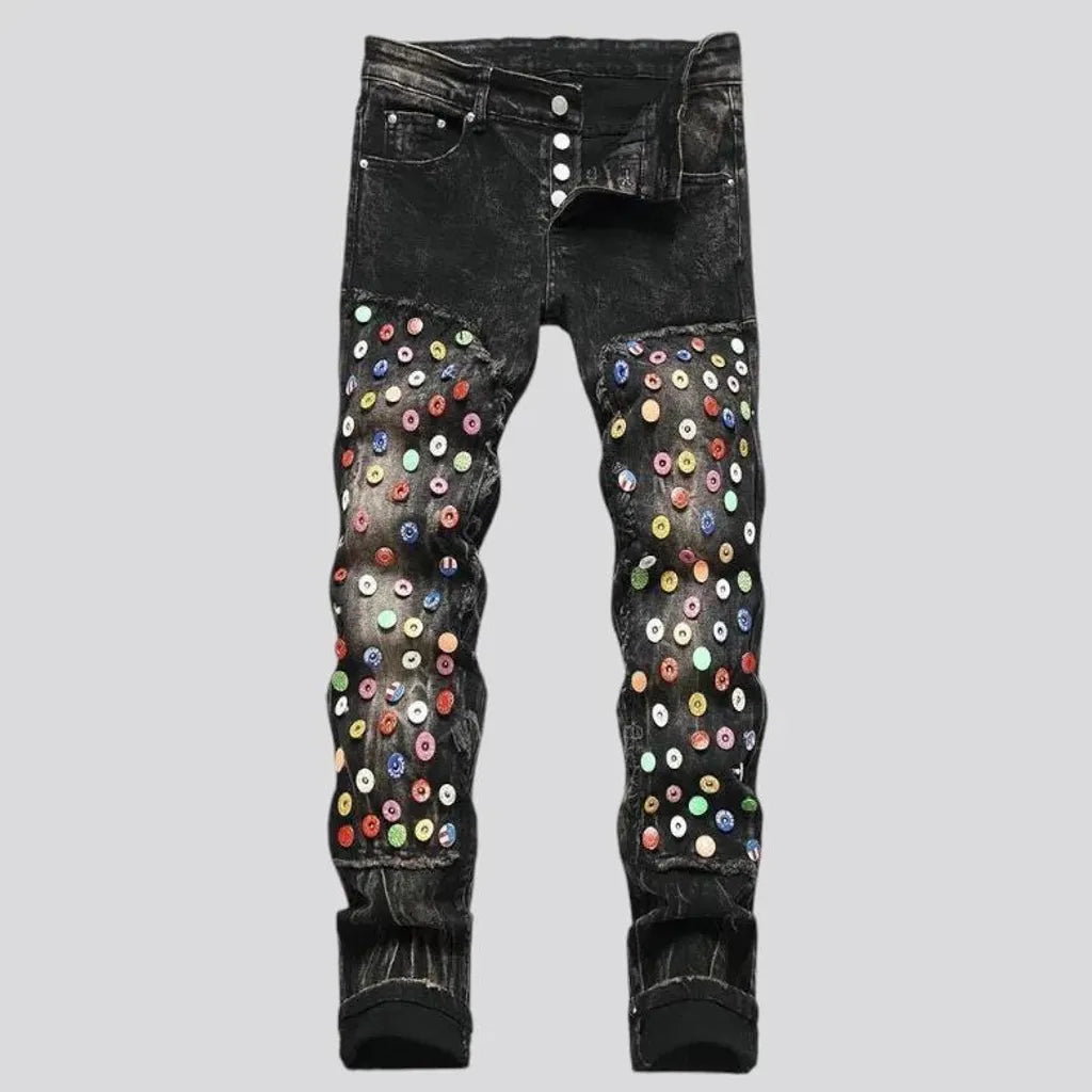 Skinny fit vintage acid wash jeans for men