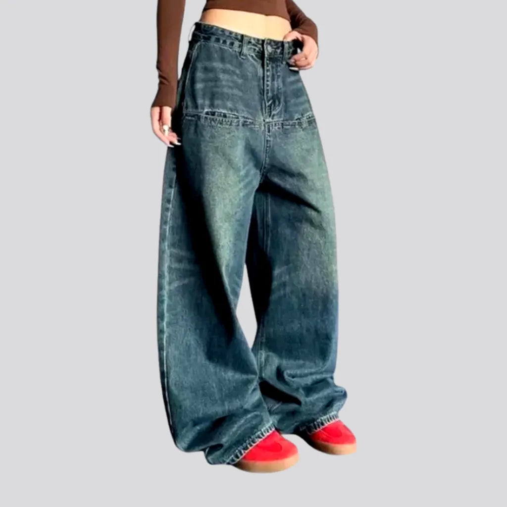 Faded Blue Retro Baggy Women's Jeans | Jeans4you.shop