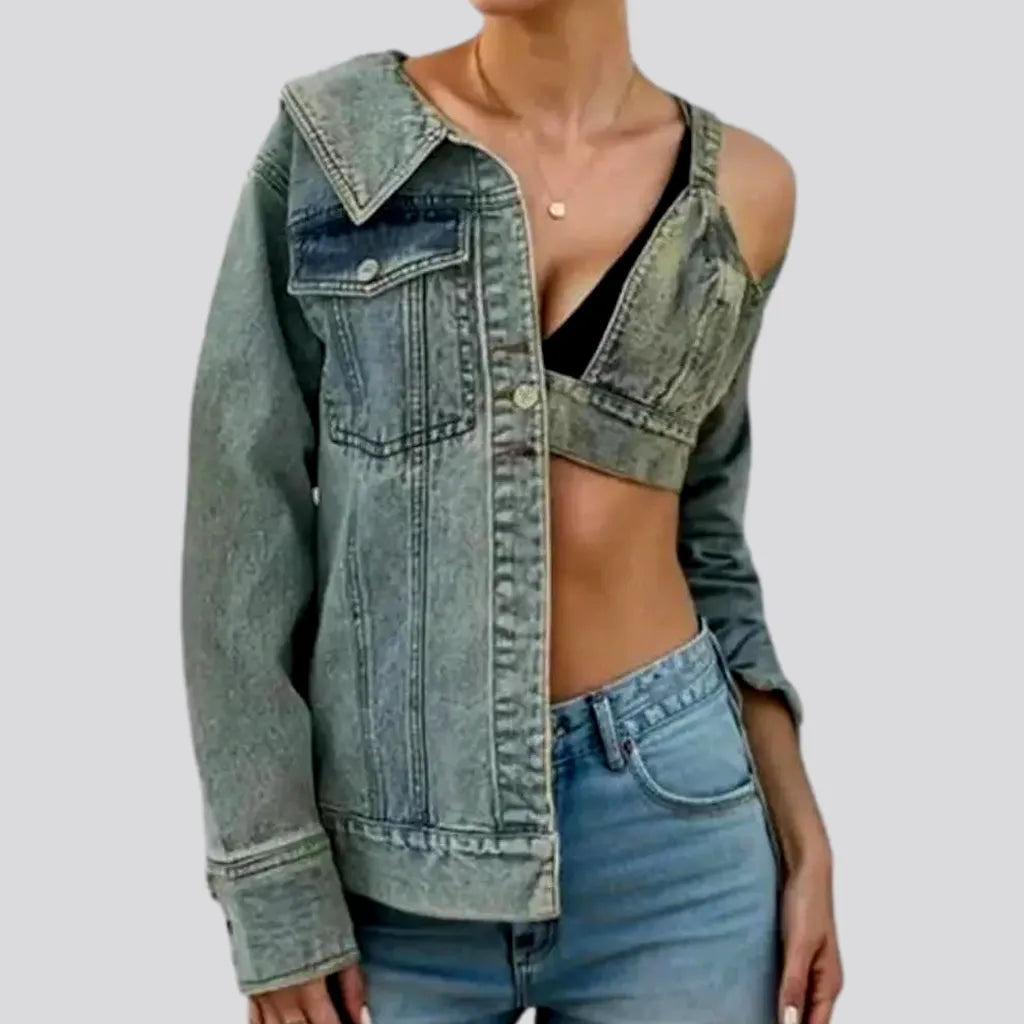 Fashion Cutout Regular Fit Women's Jean Jacket | Jeans4you.shop