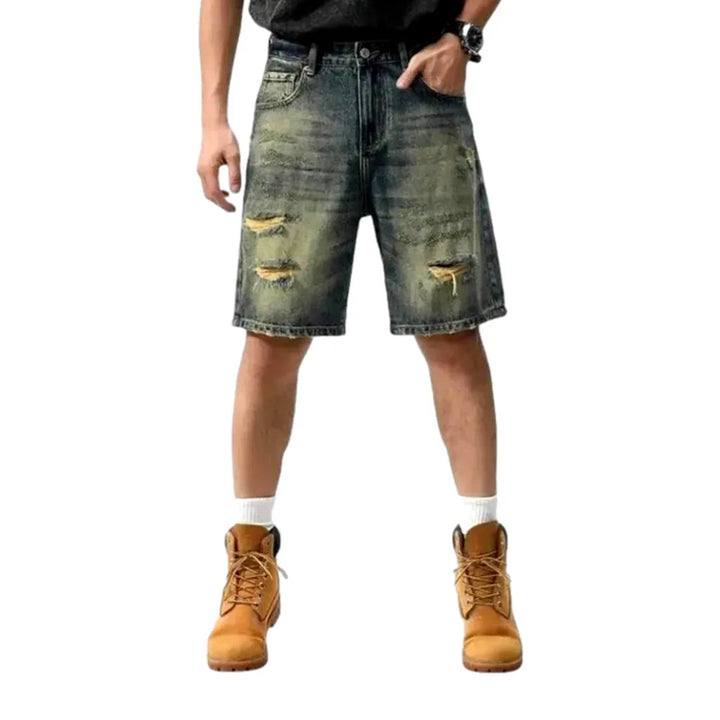 Fashion sanded men's denim shorts