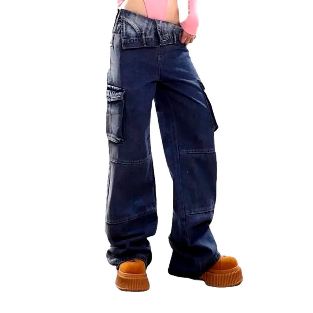 Fashion women's dark-blue jeans