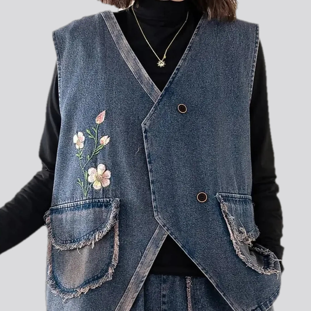 Fashionable Oversized Boho Women's Jean Vest | Jeans4you.shop