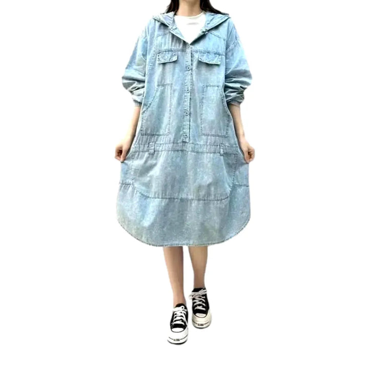 Fashionable Vintage Jean Dress - Light Blue