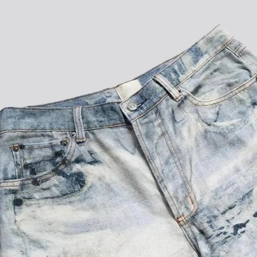 Boho style faded jeans for men