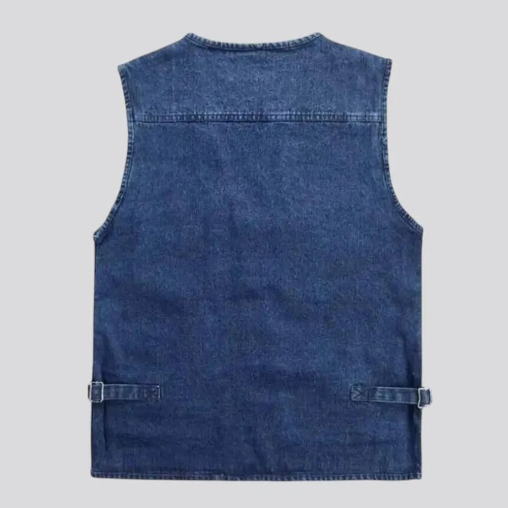 Regular fit vintage work worker men's denim vest