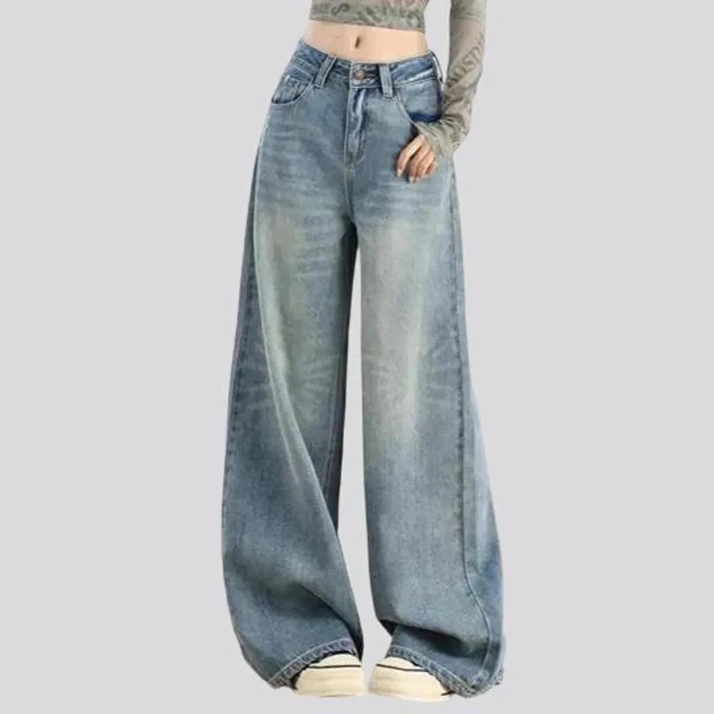 Loose fit aged pattern women's jeans