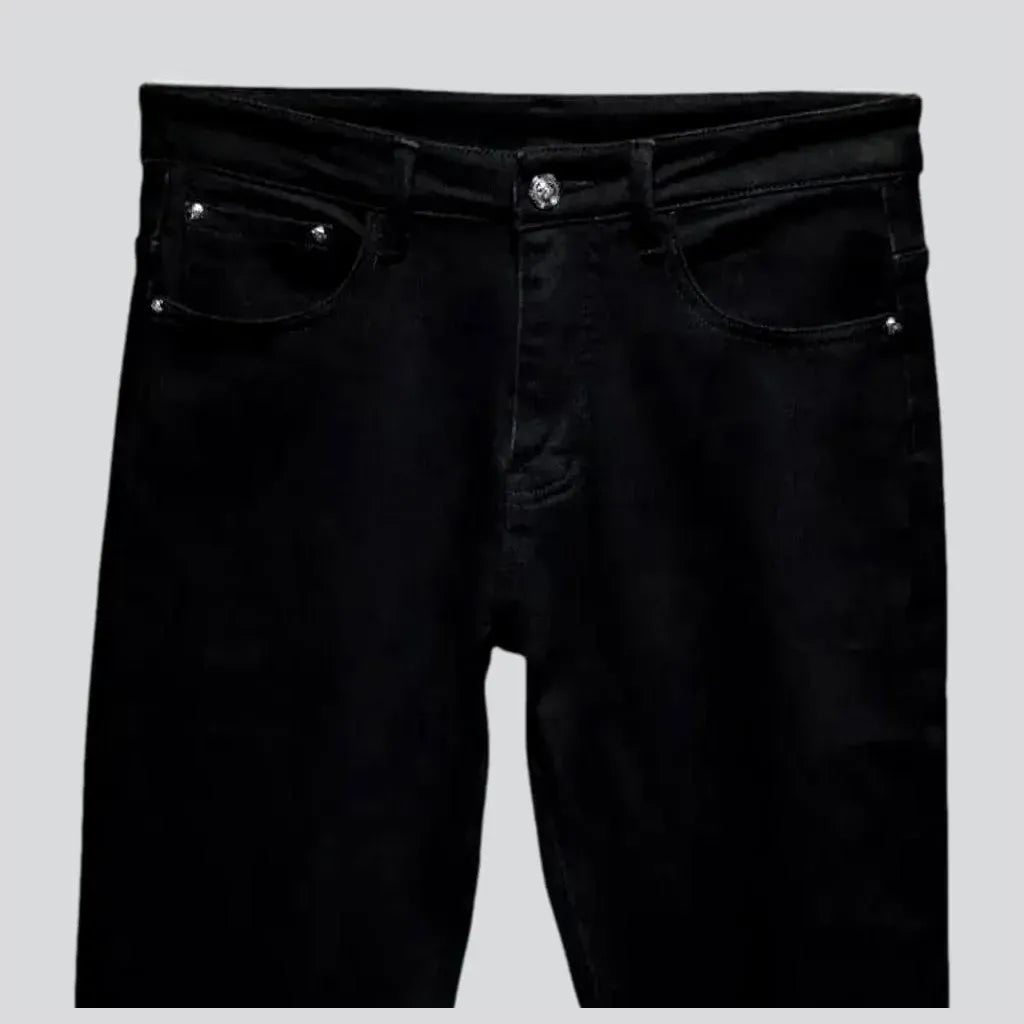 Tapered deep black fashion men's jeans