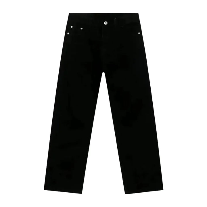 Casual Mid Waist Jeans for Men - Black