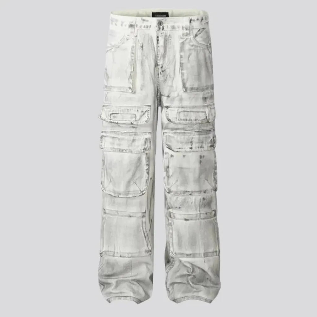 Mid rise painted baggy men's jeans