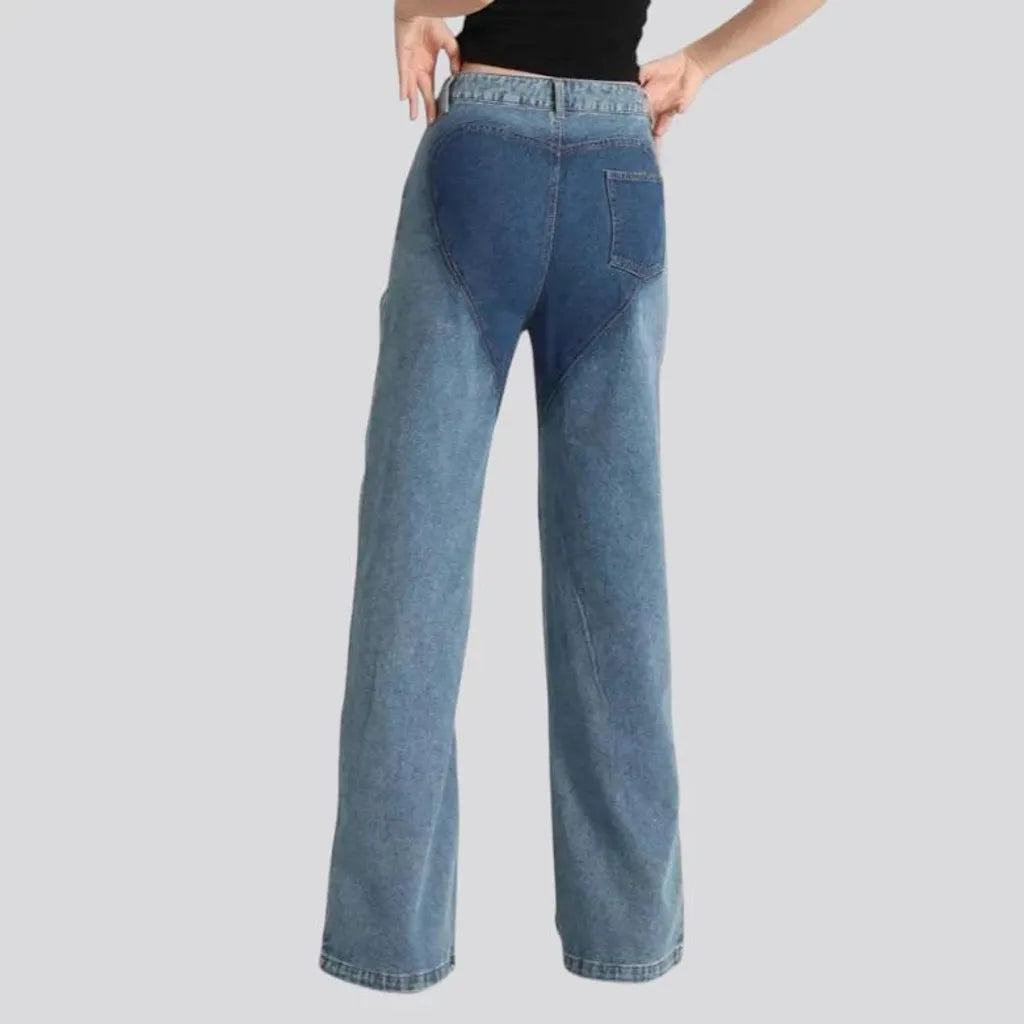 Fashionable cutout high-rise women's jeans