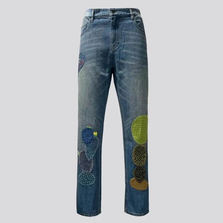 Vintage stonewashed fitted men's jeans