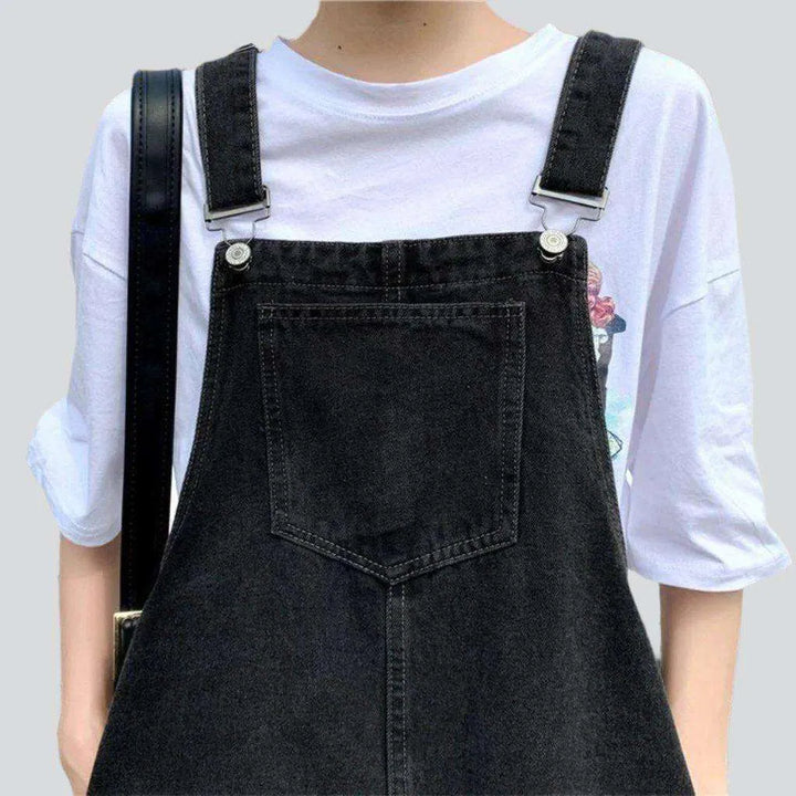 Black denim women's overall dress