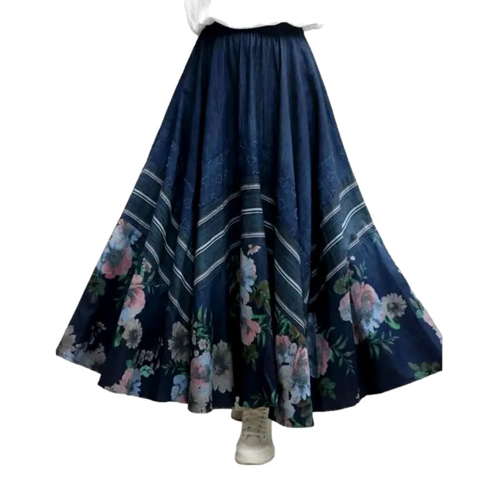 Fit-and-flare high-waist jean skirt for women