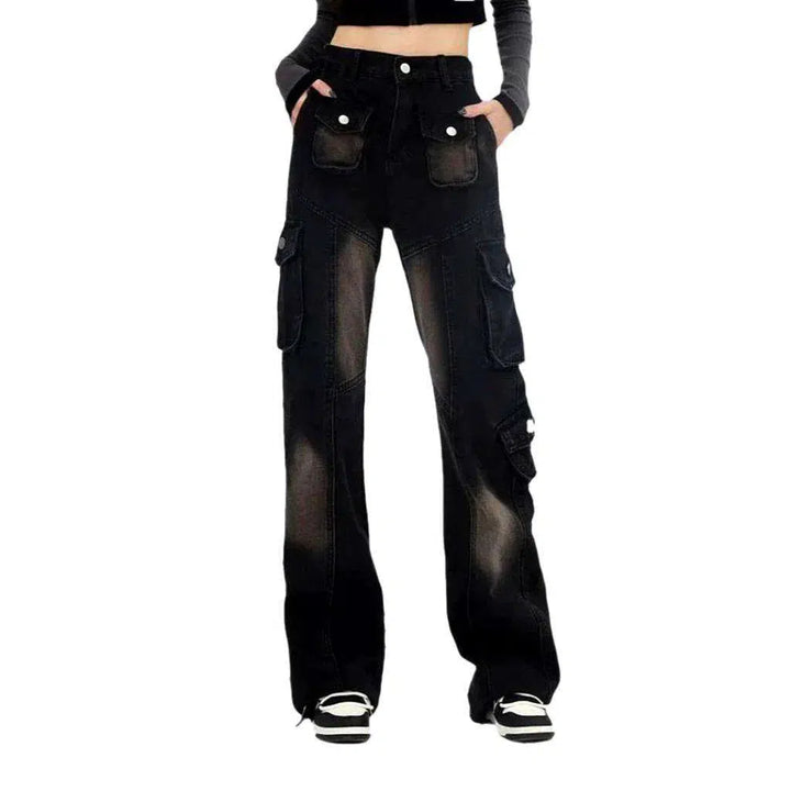 Gothic women's sanded jeans