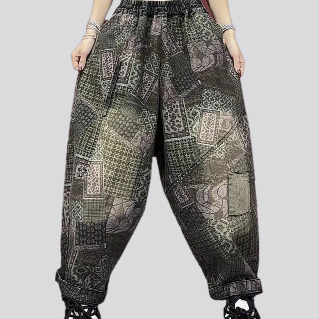 Graphic Pattern Baggy Fit Women's Jeans Joggers | Jeans4you.shop