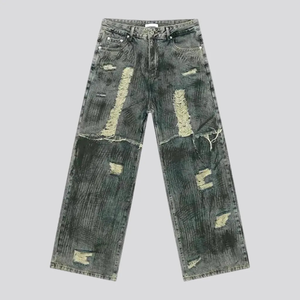 Grunge Style Painted Mid Rise Men's Jeans | Jeans4you.shop