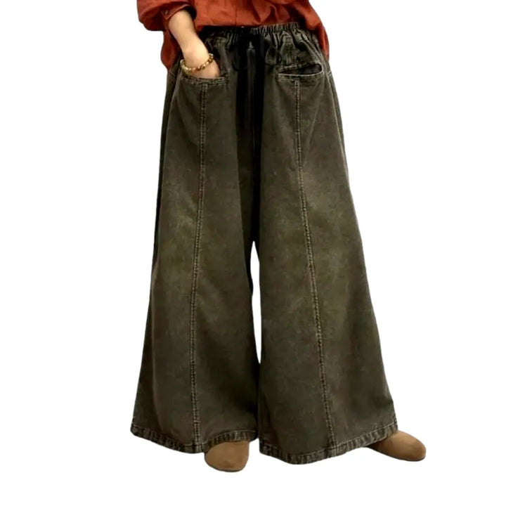 High-waist baggy denim pants