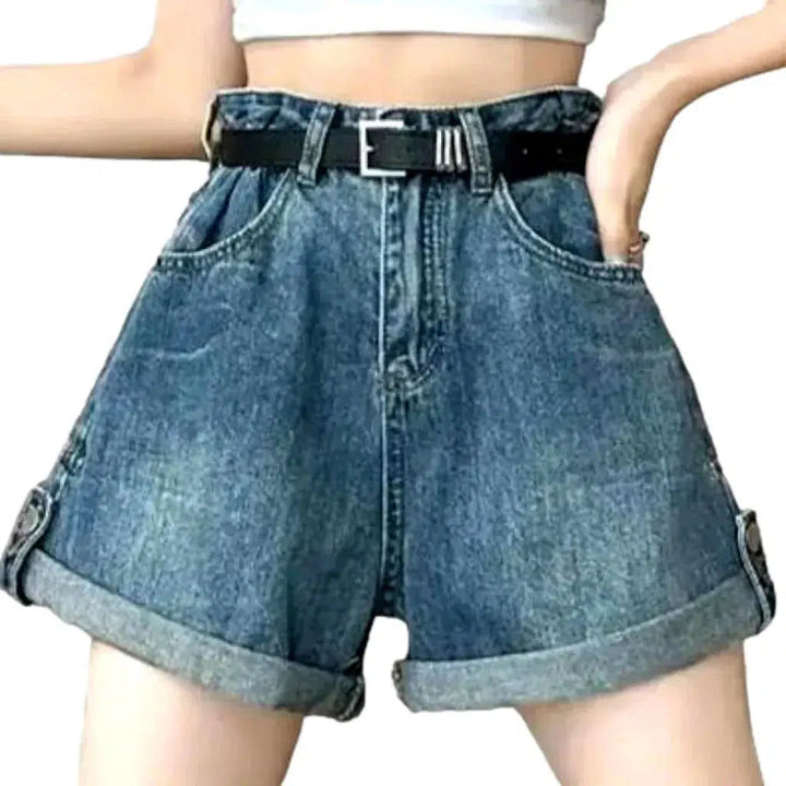 High-waist vintage women's denim shorts