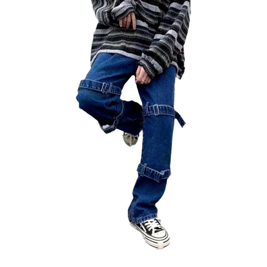 Hip-hop men's jeans with belts