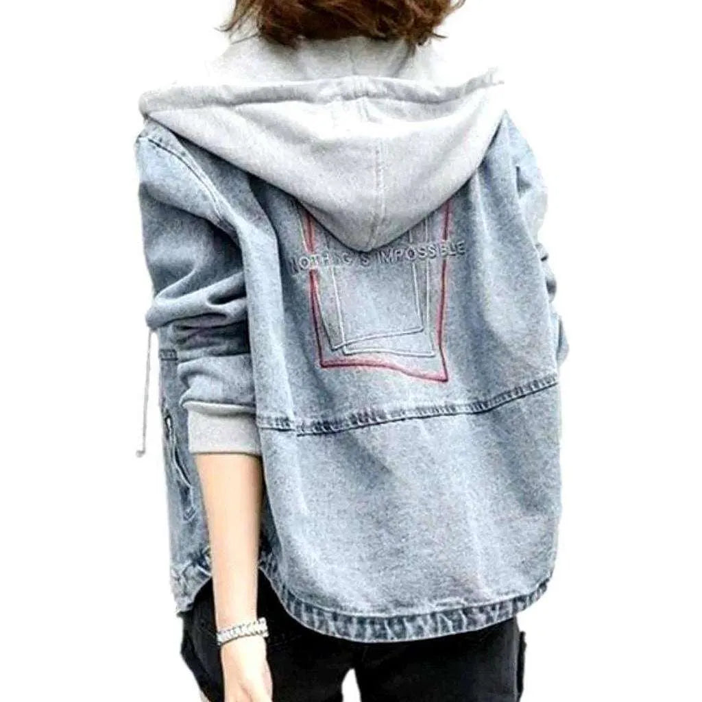 Hooded denim jacket
 for women