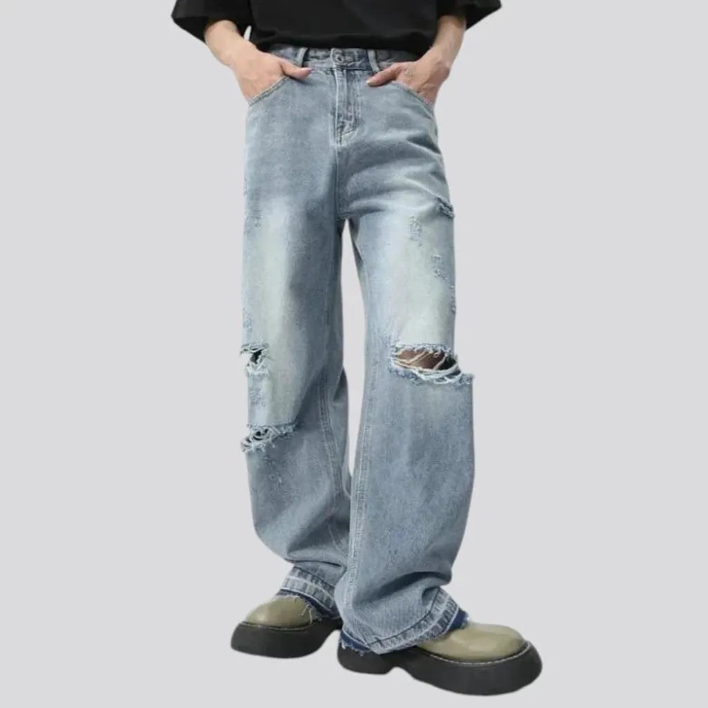 Distressed vintage style men's jeans