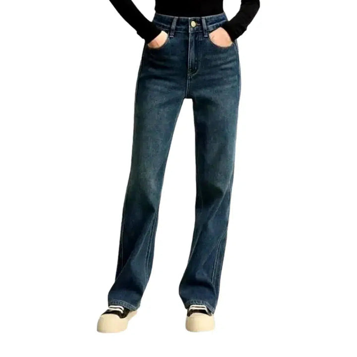 Insulated stonewashed jeans for women