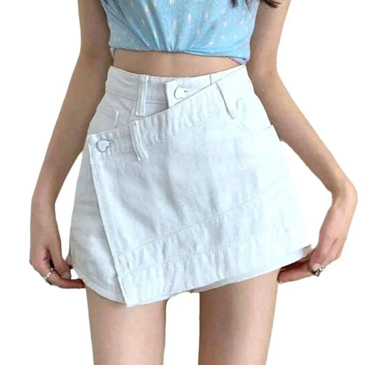 Irregular color women's denim skort