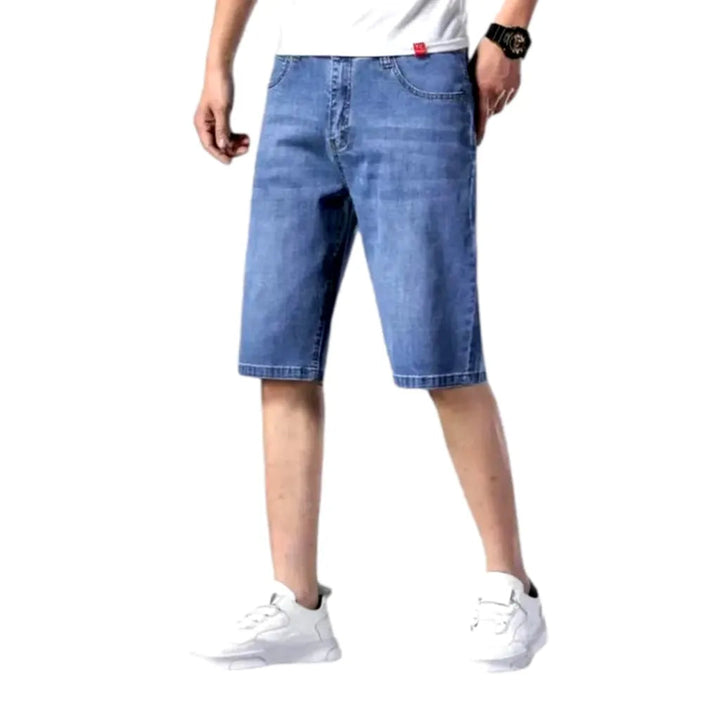 Knee-length men's denim shorts