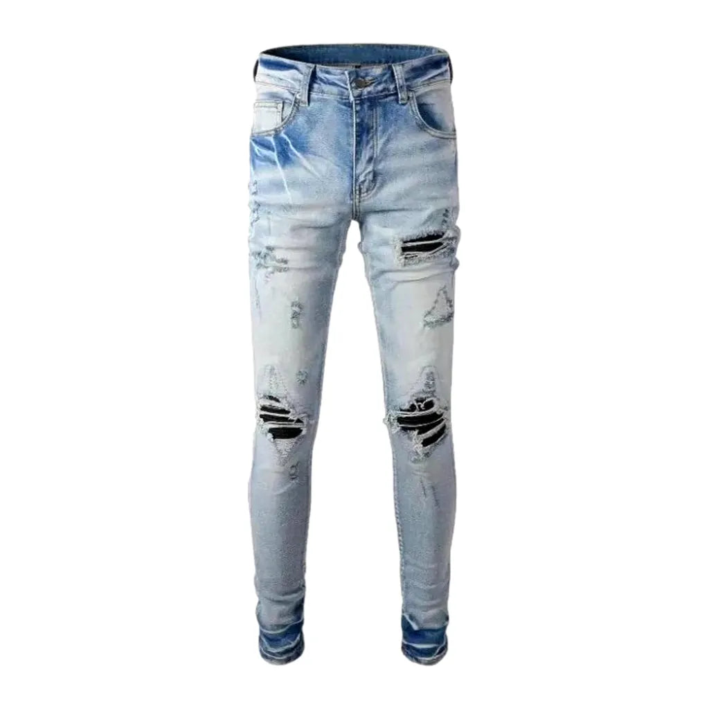 Light-wash whiskered jeans
 for men