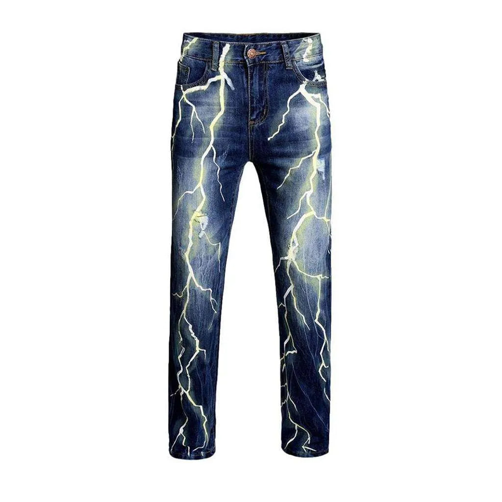 Lightning print jeans for men