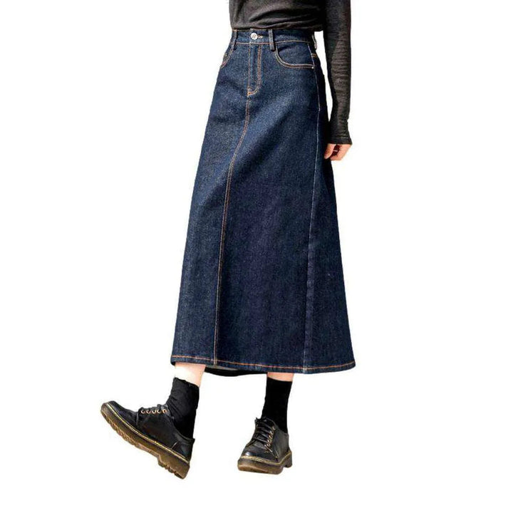 Long casual denim skirt