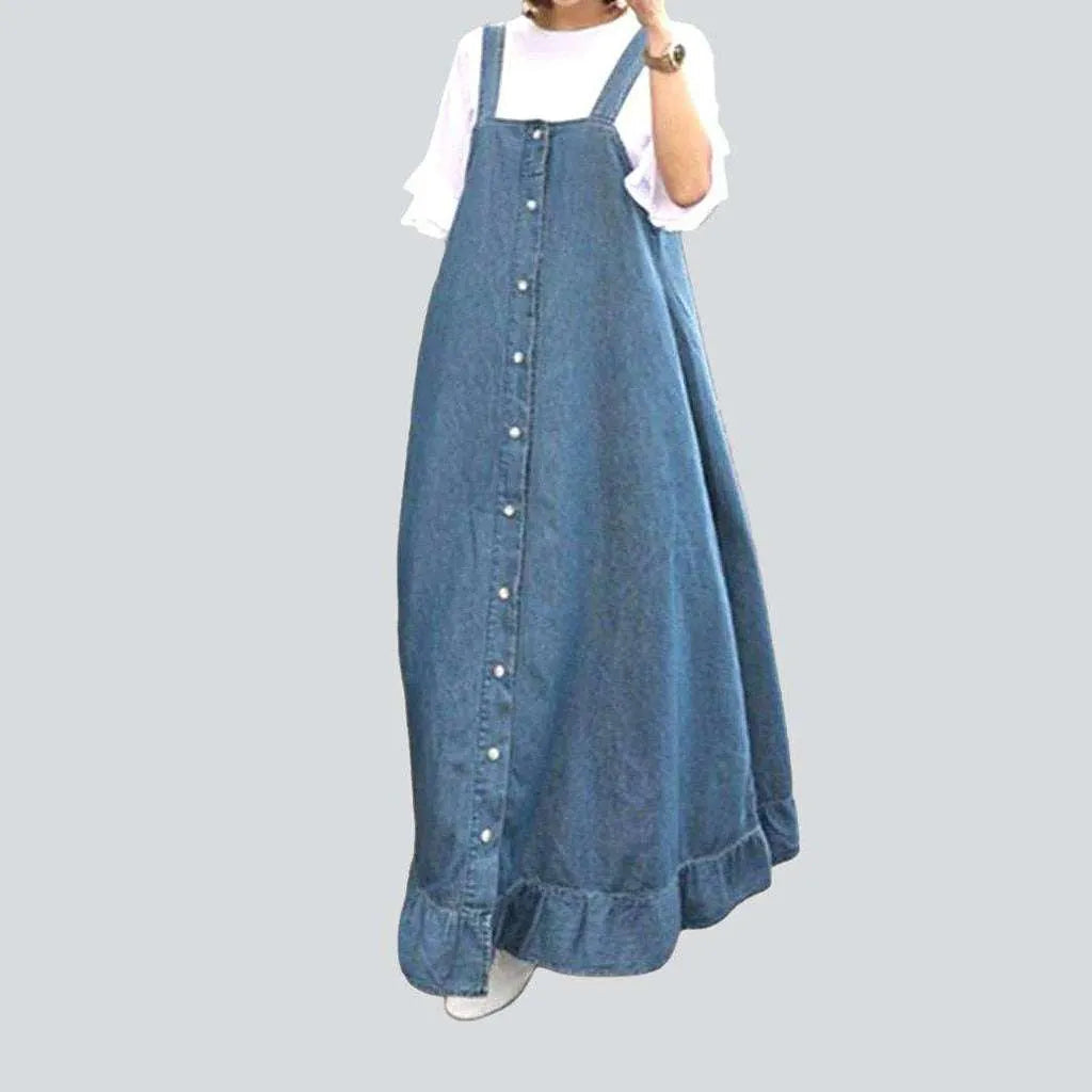 Long casual light wash jean dress | Jeans4you.shop