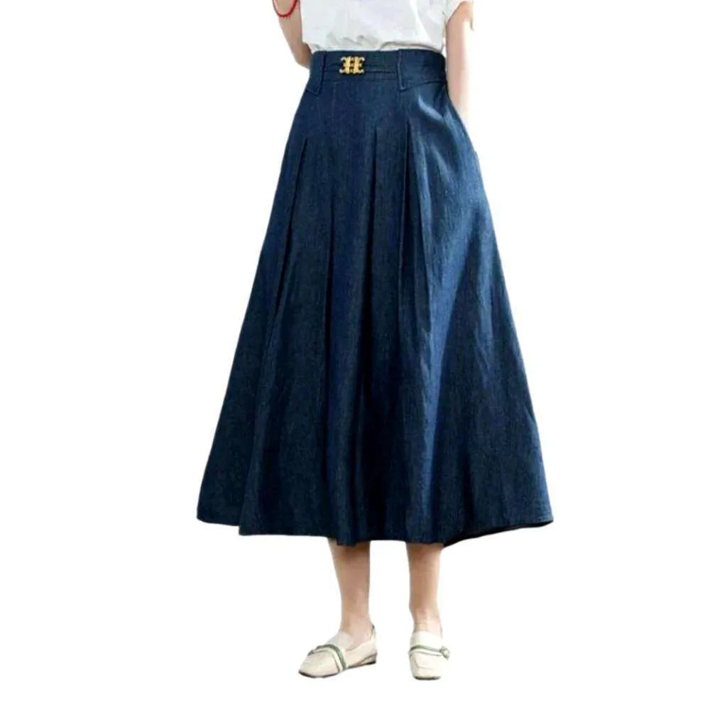 Long classic denim skirt
 for ladies