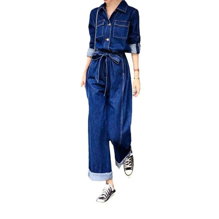 Long sleeve wide denim overall