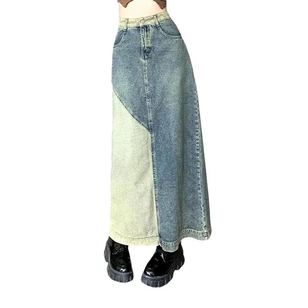 Long y2k women's jean skirt